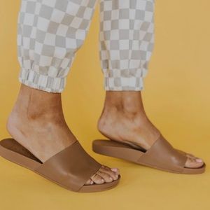 Tan van slides. Size 7. Brand new with tags